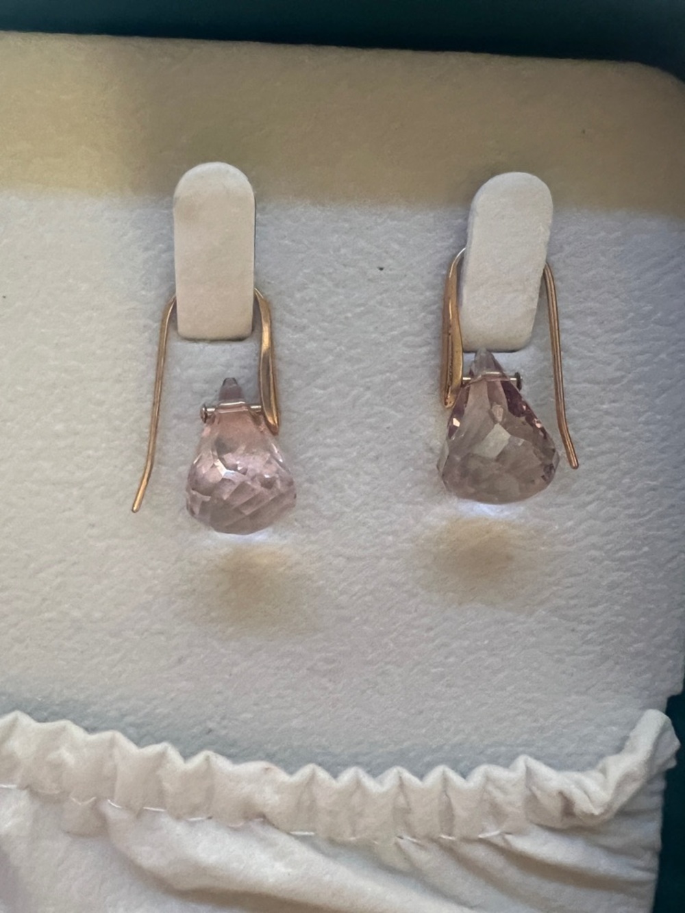 Swarovski Rose Gold and Pale Pink Faceted Drop Earrings - Picture 2 of 5